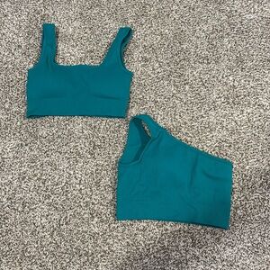 OQQ 2 pack green sports bras (size small)